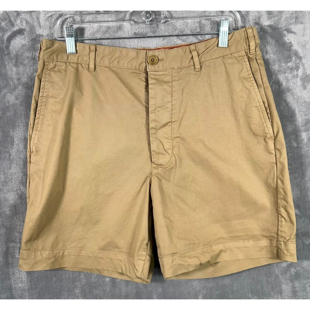 Alex Mill Chino Shorts Mens 32 Beige Tan 6'' Inseam Stretch Khaki Button Fly